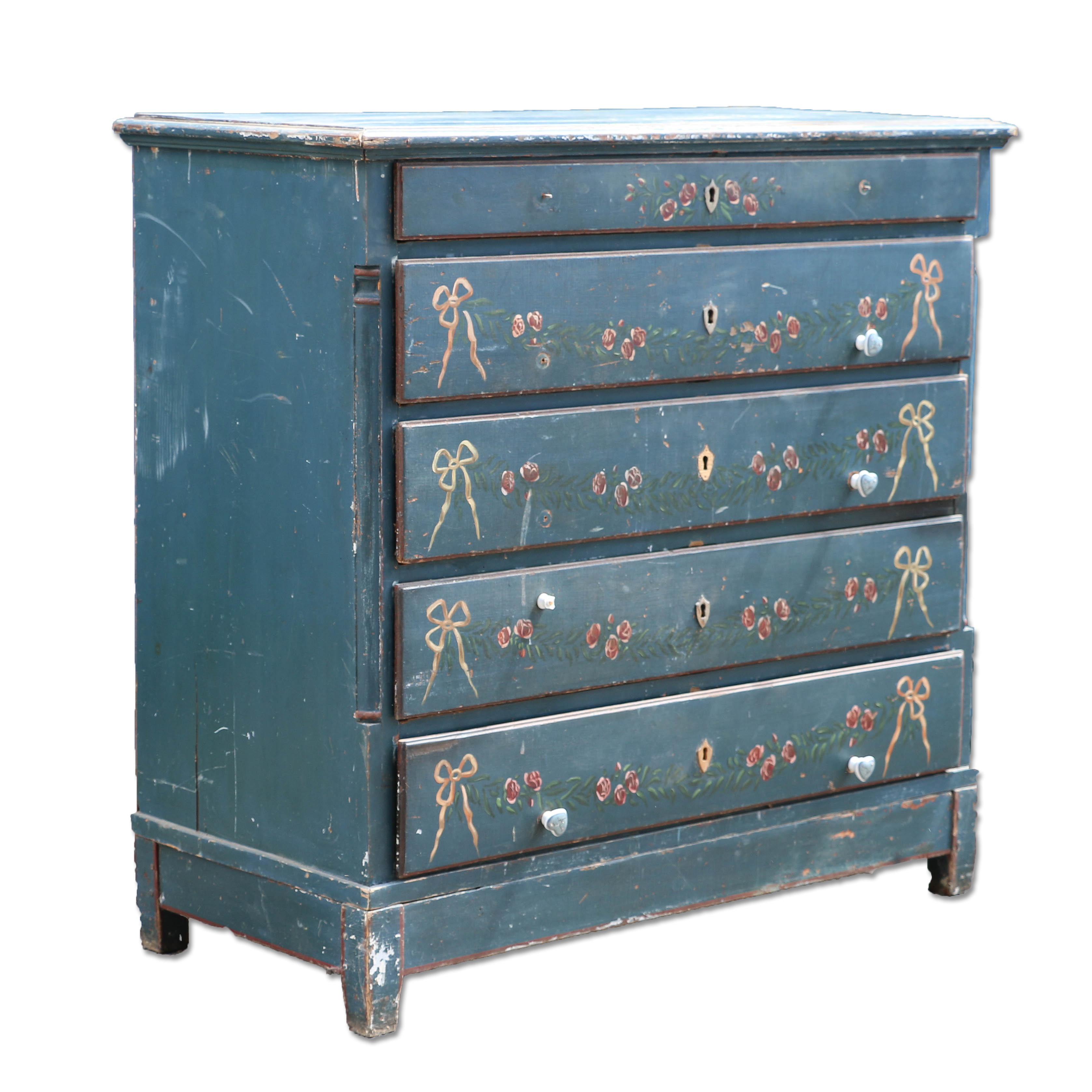 Antique Blue Painted Chest of Drawers